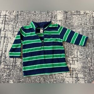 3/$10 fleece George Navy & Green Striped Polo Sweater
